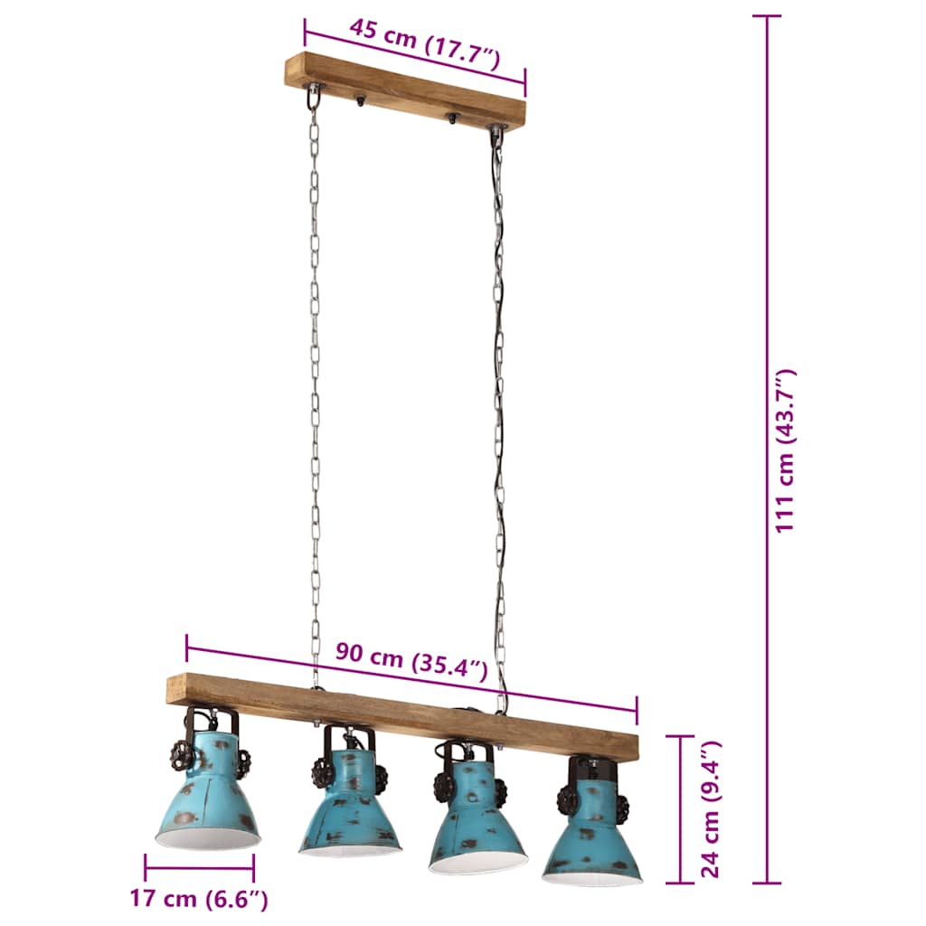 Lampada da Soffitto 25 W Blu Anticato 90x24x111 cm E27
