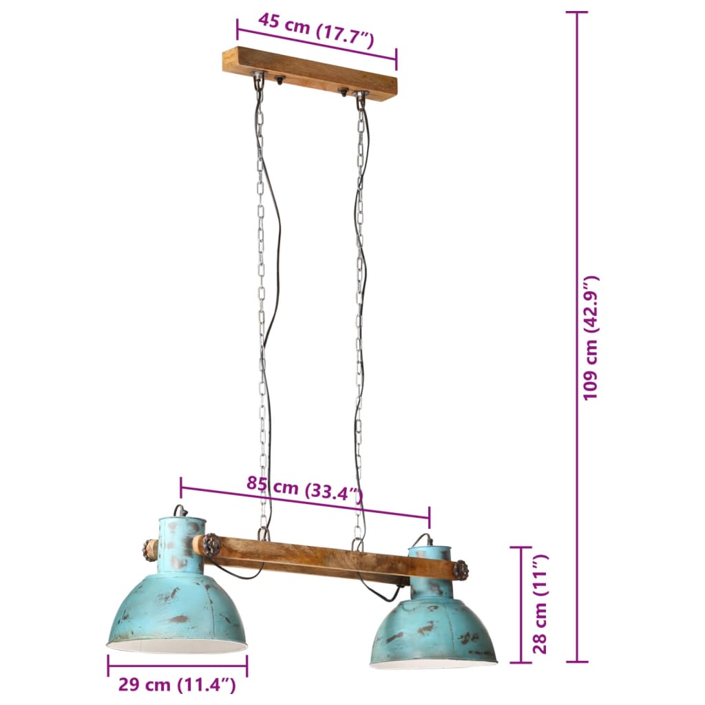 Lampada Pensile 25 W Blu Anticato 85x28x109 cm E27