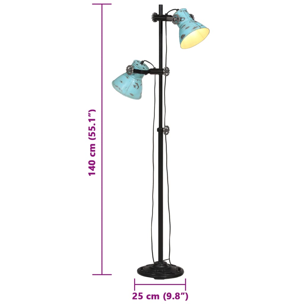 Lampada da Terra 25 W Blu Anticato 25x25x90/140 cm E27