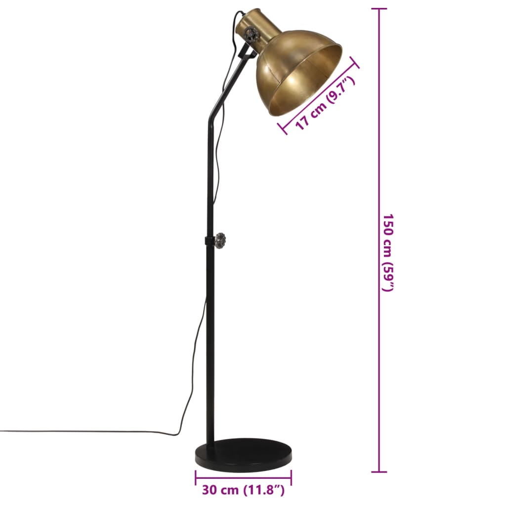 Lampada da Terra 25 W Ottone Anticato 30x30x90-150 cm E27