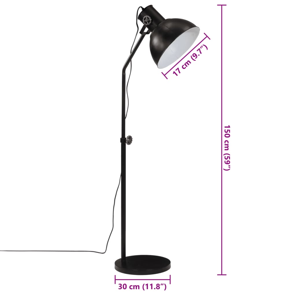 Lampada da Terra 25 W Nera 30x30x90-150 cm E27