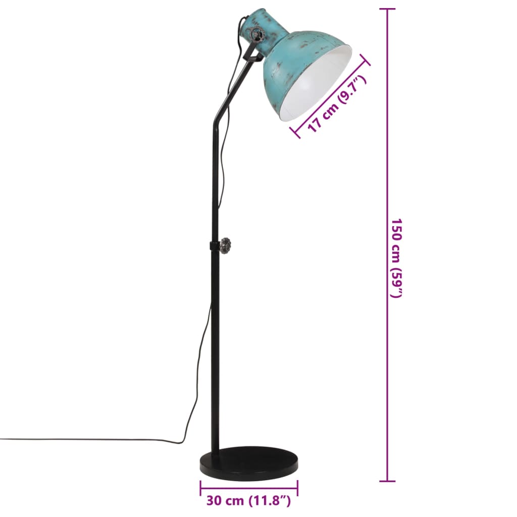 Lampada da Terra 25 W Blu Anticato 30x30x90-150 cm E27