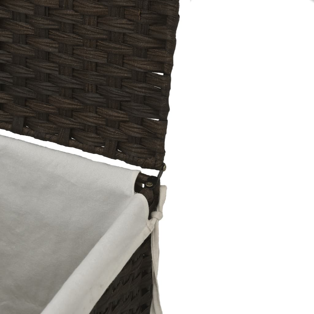 Cesto Biancheria Coperchio Marrone Scuro 46x33x60 cm Polyrattan