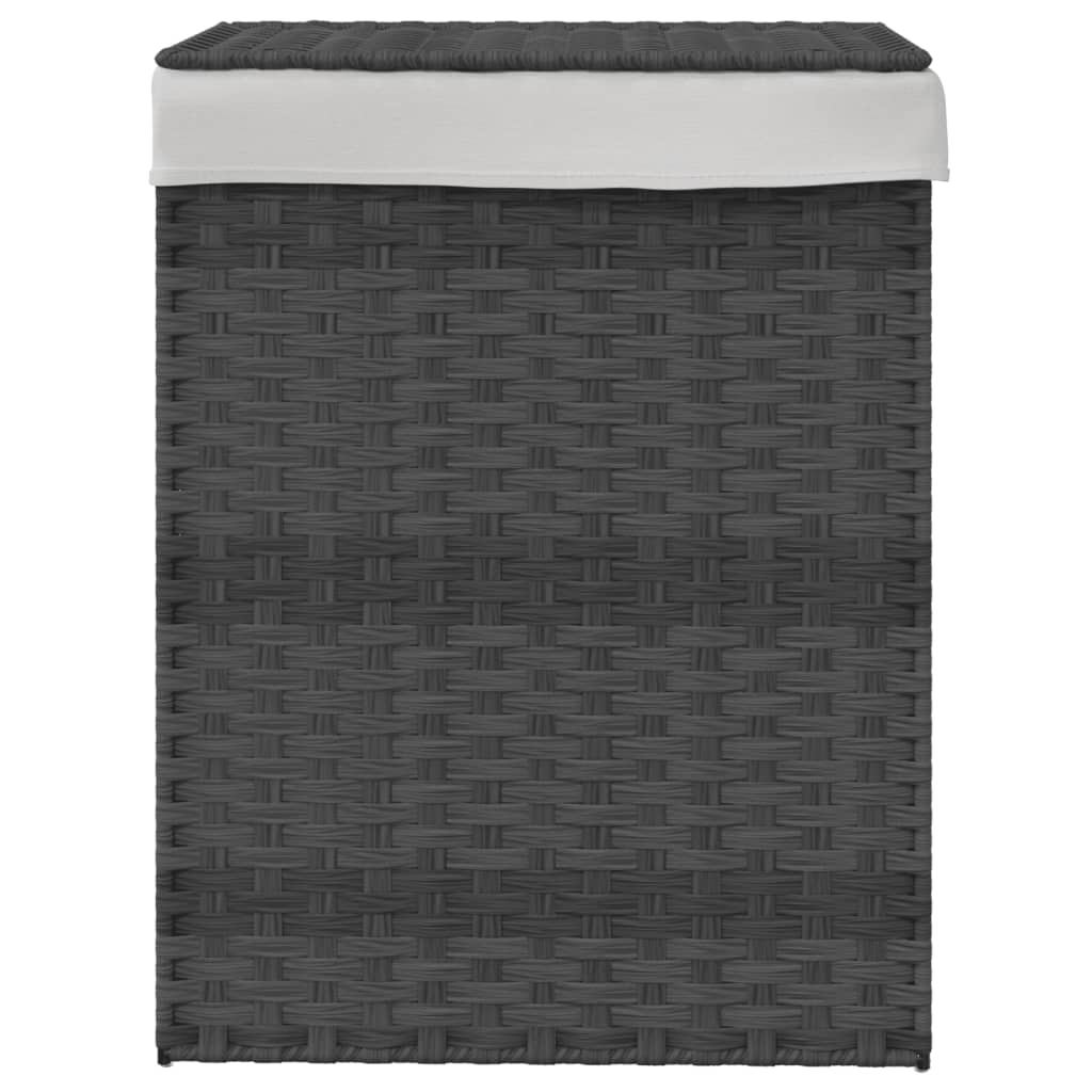 Cesto Portabiancheria Coperchio Grigio 46x33x60 cm Polyrattan