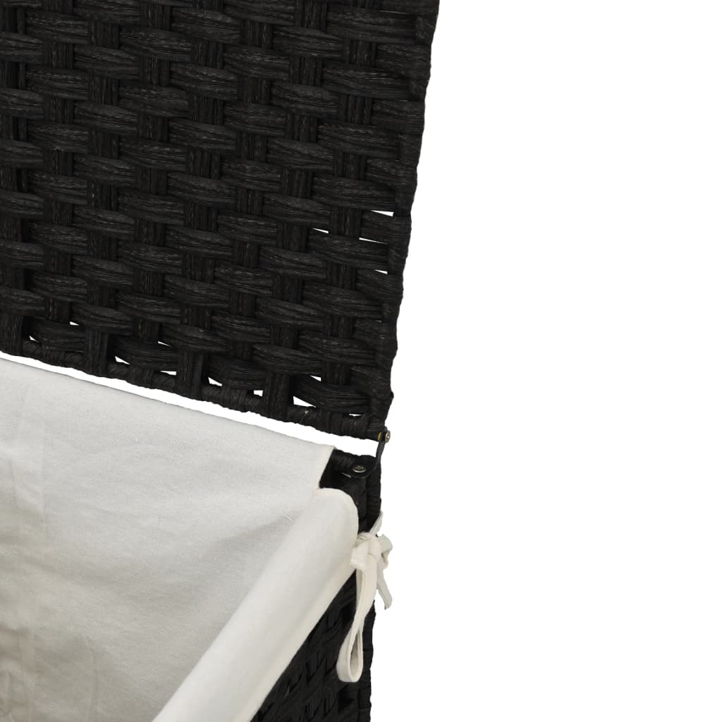 Cesto Portabiancheria con Coperchio Nero 46x33x60 cm Polyrattan
