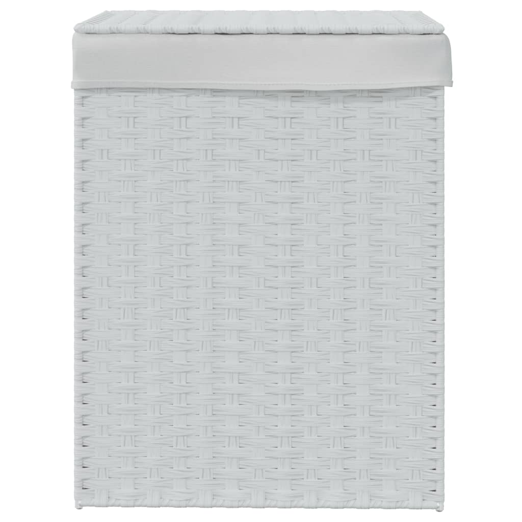 Cesto Portabiancheria Coperchio Bianco 46x33x60 cm Polyrattan