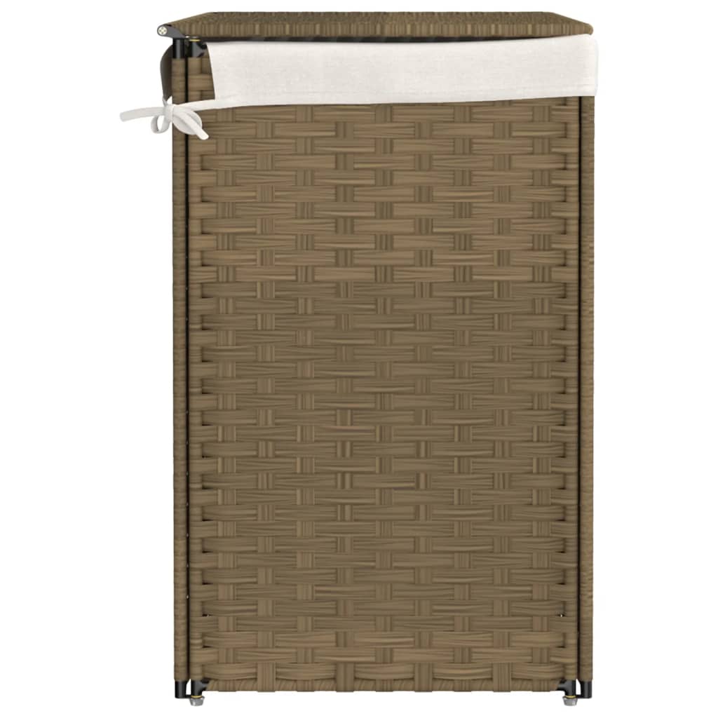 Cesto Portabiancheria con 2 Sezioni 53x35x57 cm Polyrattan