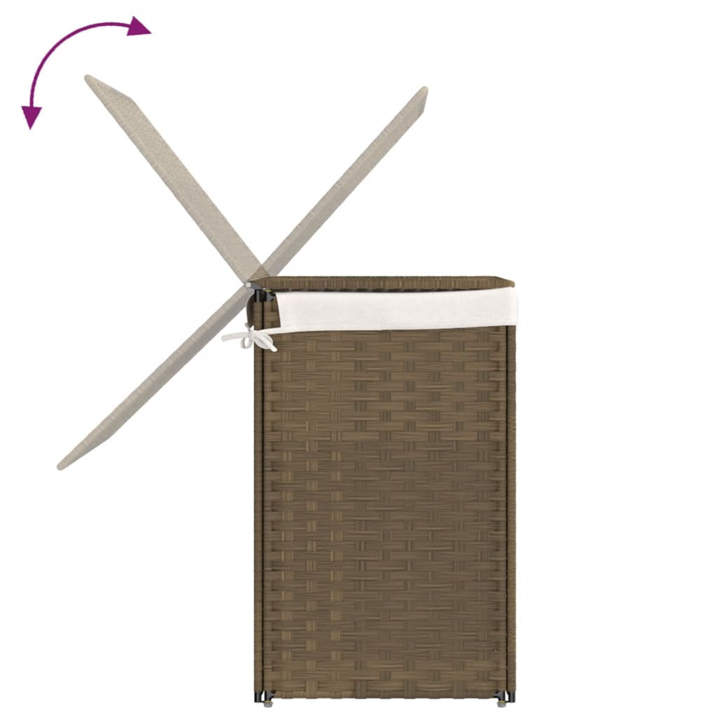 Cesto Portabiancheria con 2 Sezioni 53x35x57 cm Polyrattan