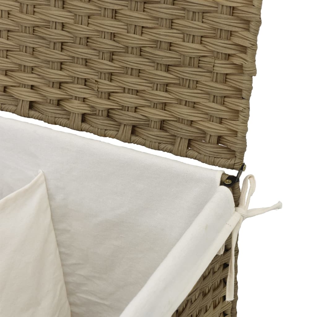 Cesto Portabiancheria con 2 Sezioni 53x35x57 cm Polyrattan