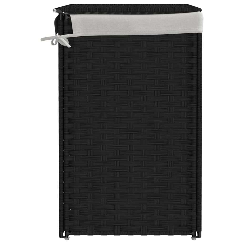 Cesto Portabiancheria 2 Sezioni Nero 53x35x57 cm Polyrattan