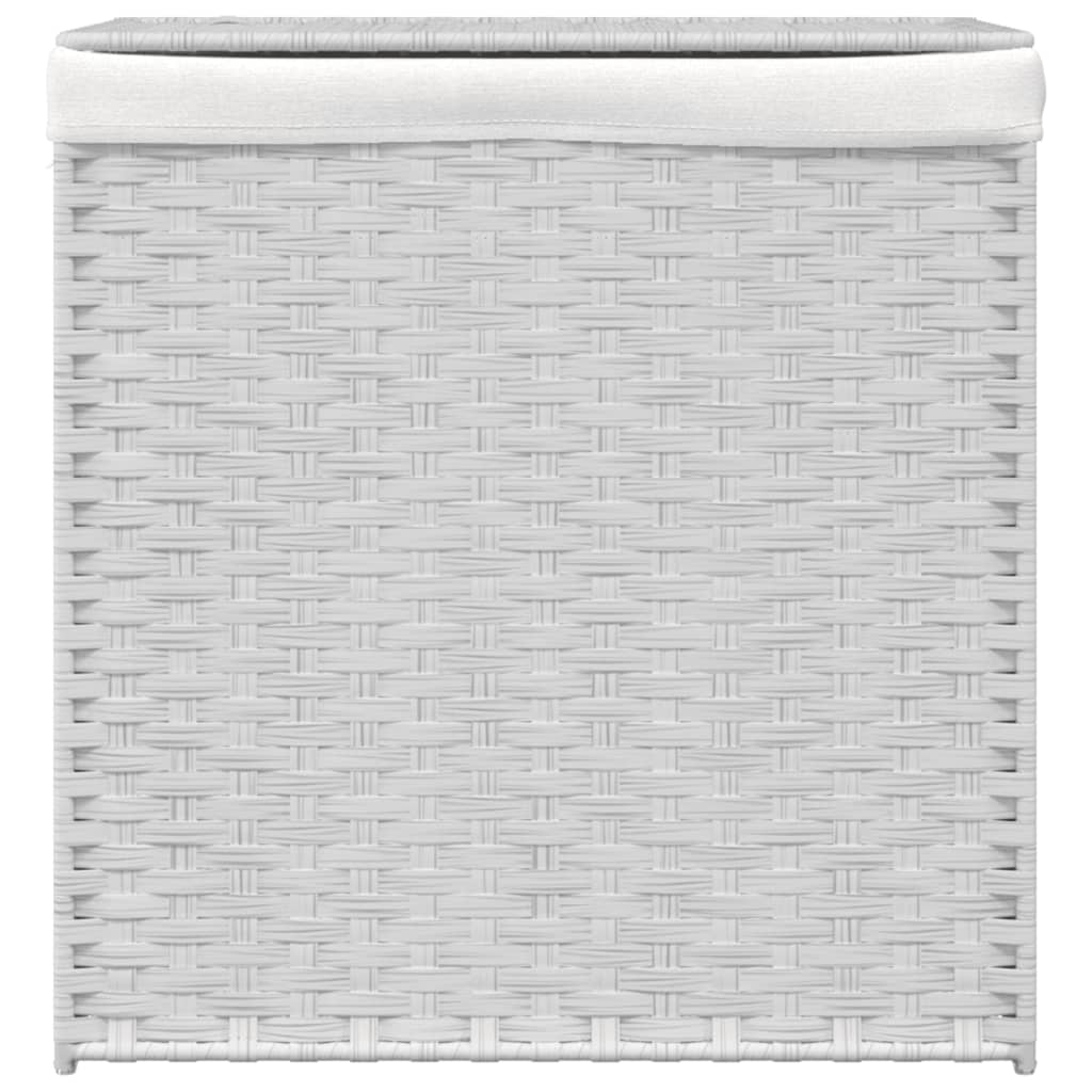Cesto Portabiancheria 2 Sezioni Bianco 53x35x57 cm Polyrattan
