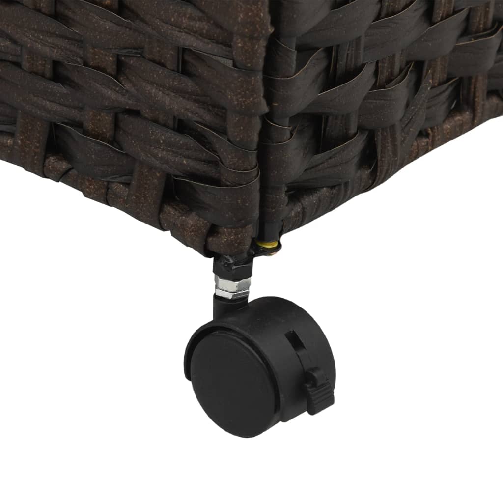 Cesto Portabiancheria Ruote Marrone Scuro 60x35x60,5 cm Rattan