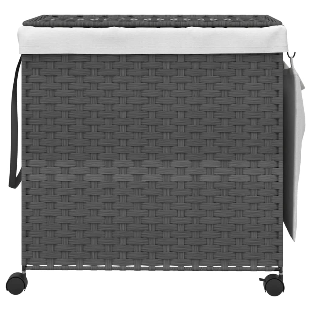 Cesto Portabiancheria con Ruote Grigio 60x35x60,5 cm Rattan
