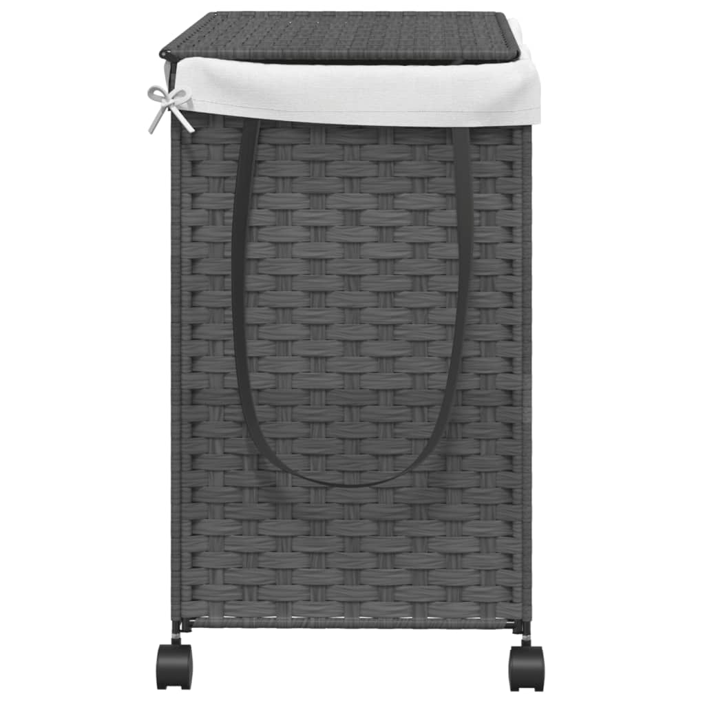 Cesto Portabiancheria con Ruote Grigio 60x35x60,5 cm Rattan