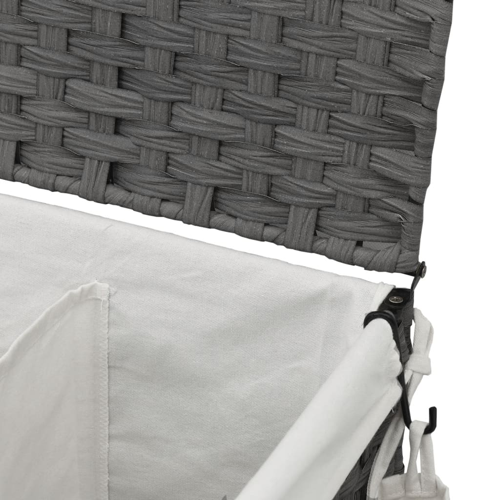 Cesto Portabiancheria con Ruote Grigio 60x35x60,5 cm Rattan