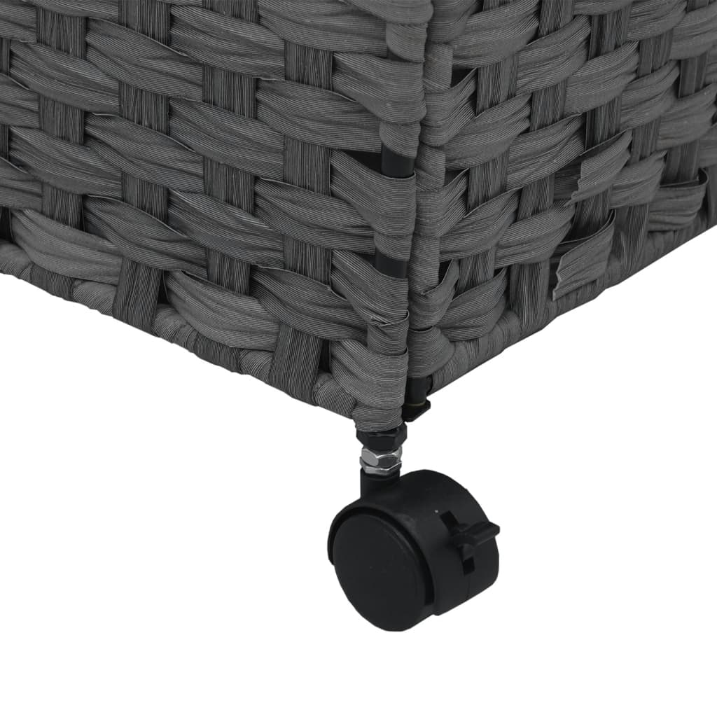 Cesto Portabiancheria con Ruote Grigio 60x35x60,5 cm Rattan