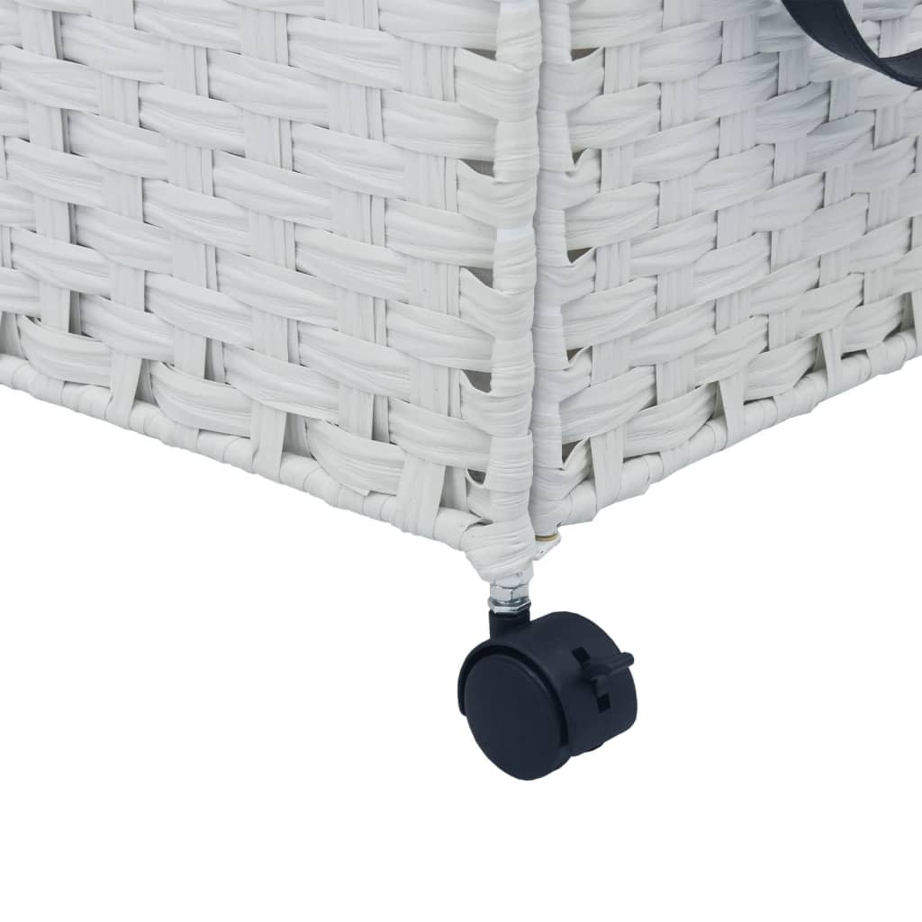 Cesto Portabiancheria con Ruote Bianco 60x35x60,5 cm Rattan