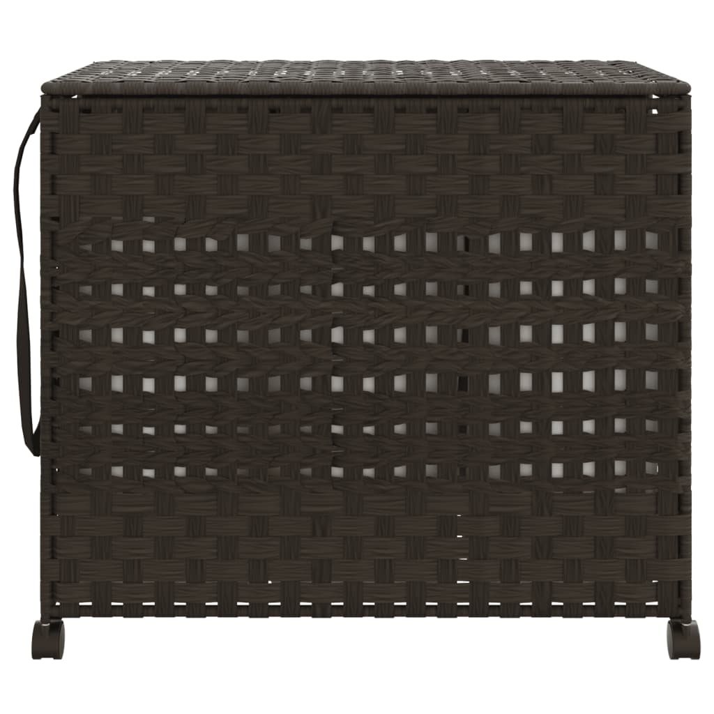 Cesto Portabiancheria Ruote Marrone Scuro 66x35x60 cm Rattan