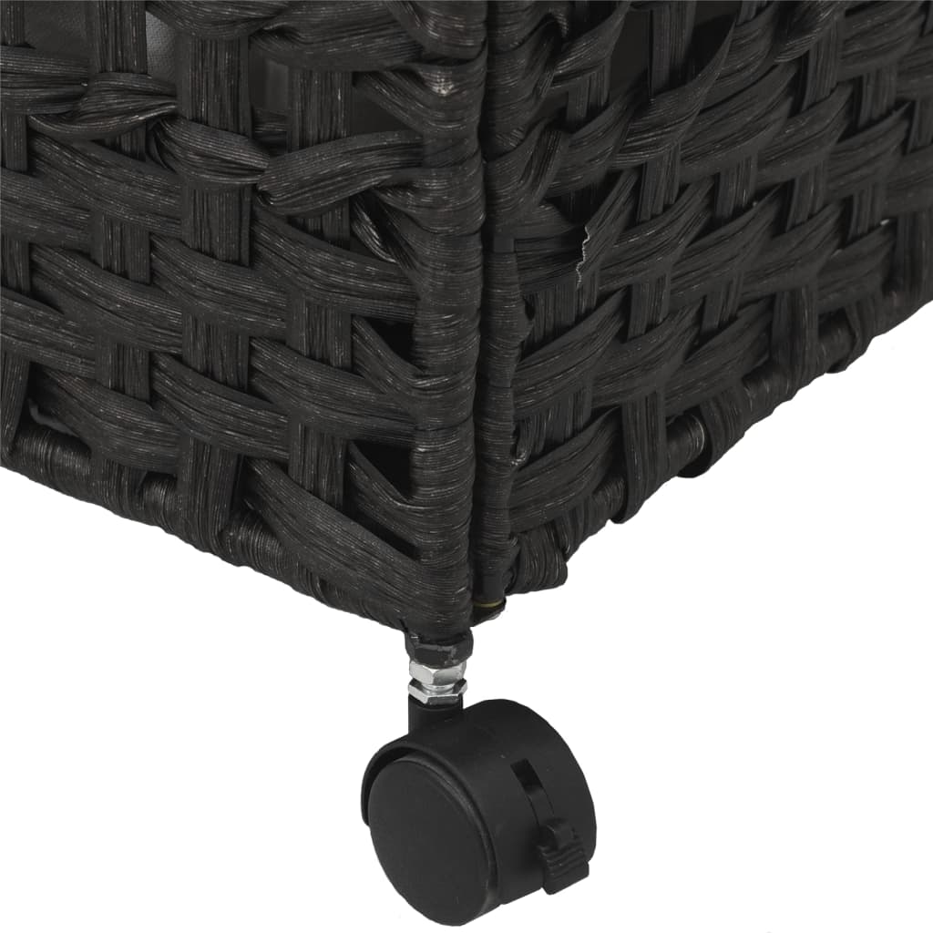 Cesto Portabiancheria con Ruote Nero 66x35x60 cm Rattan