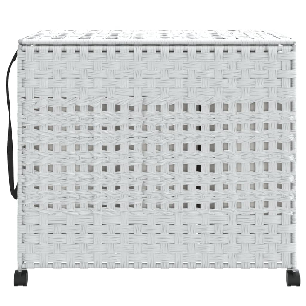 Cesto Portabiancheria con Ruote Bianco 66x35x60 cm Rattan