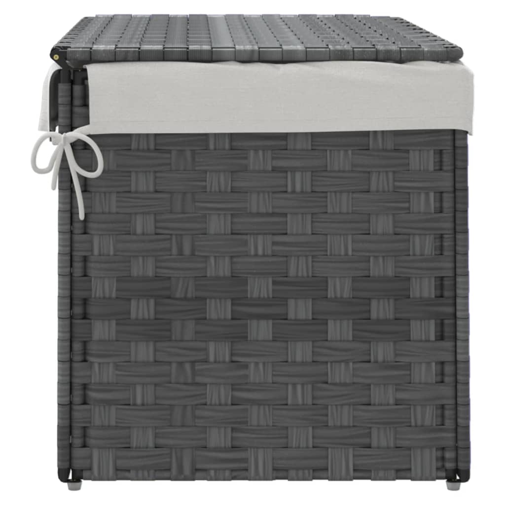 Cesto Portabiancheria Coperchio Grigio 55,5x35x34 cm Polyrattan