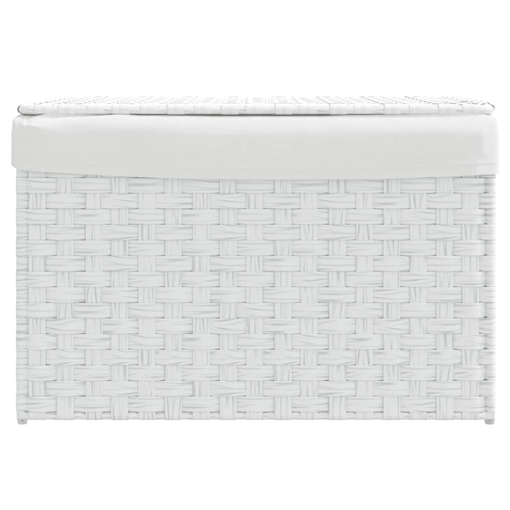 Cesto Portabiancheria Coperchio Bianco 55,5x35x34 cm Polyrattan
