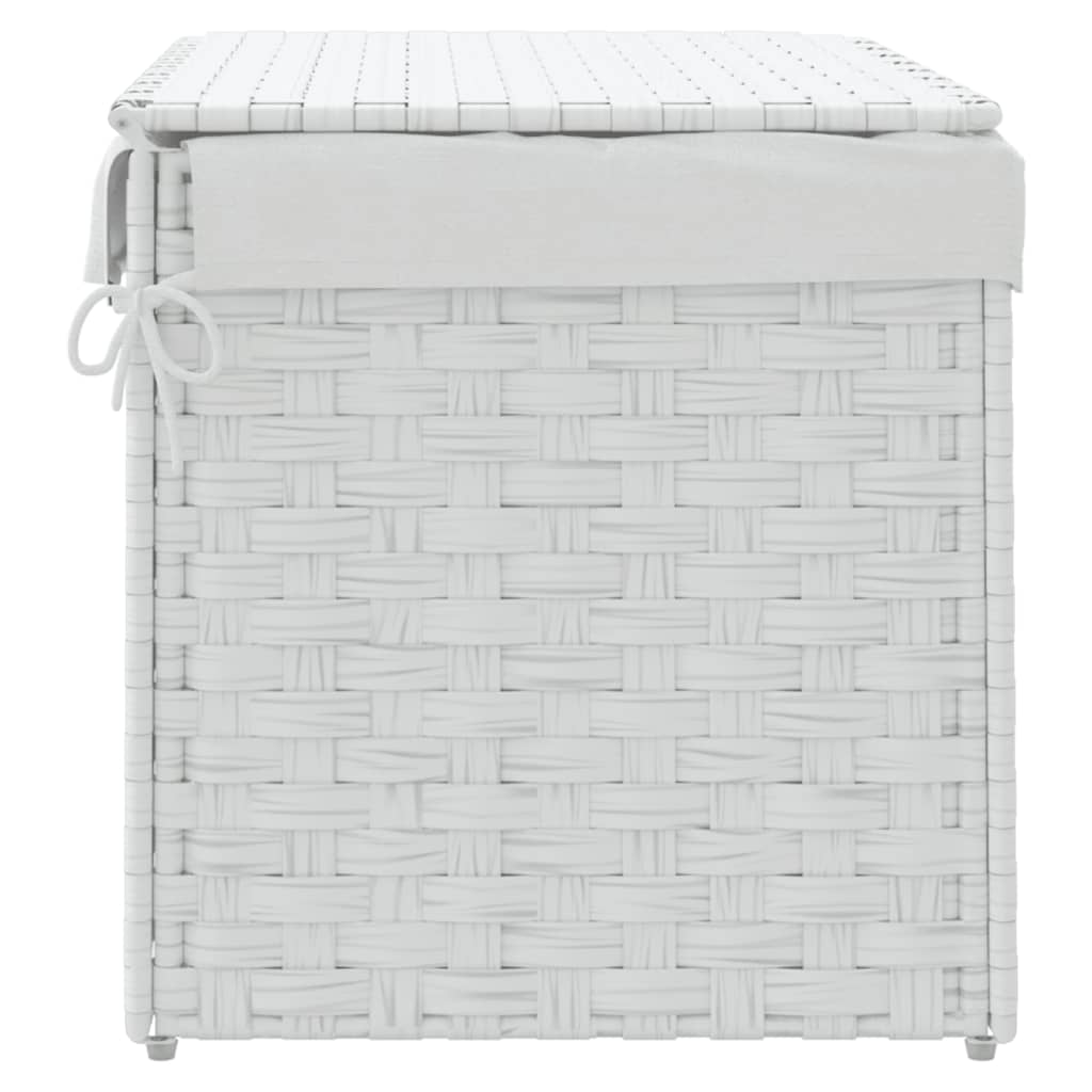 Cesto Portabiancheria Coperchio Bianco 55,5x35x34 cm Polyrattan