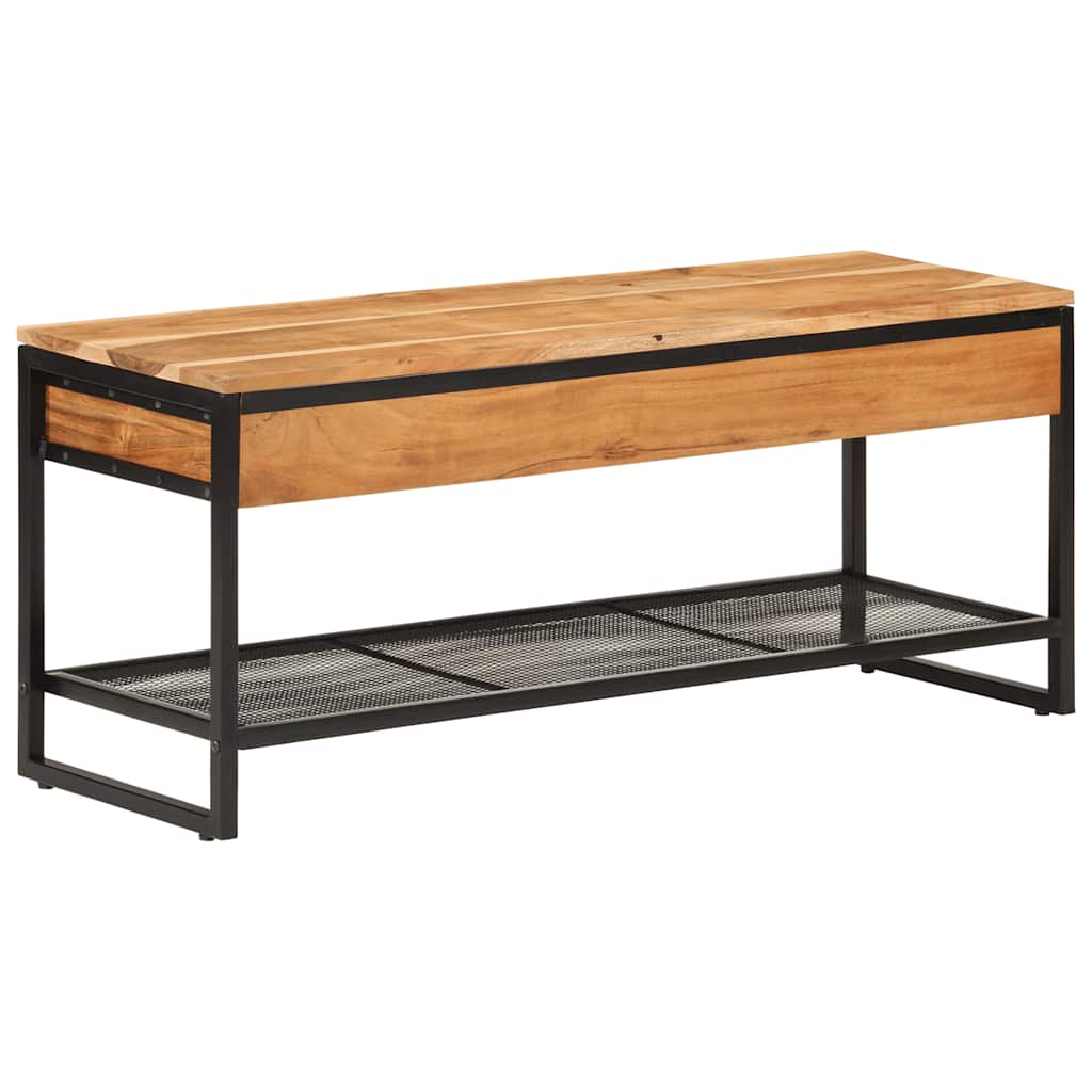 Panca da Giardino 110x35x45 cm Legno Massello di Acacia e Ferro