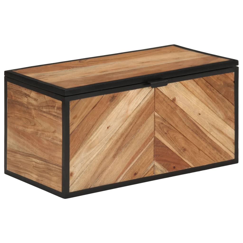 Scatola Portaoggetti 60x30x30 cm Legno Massello Acacia e Ferro