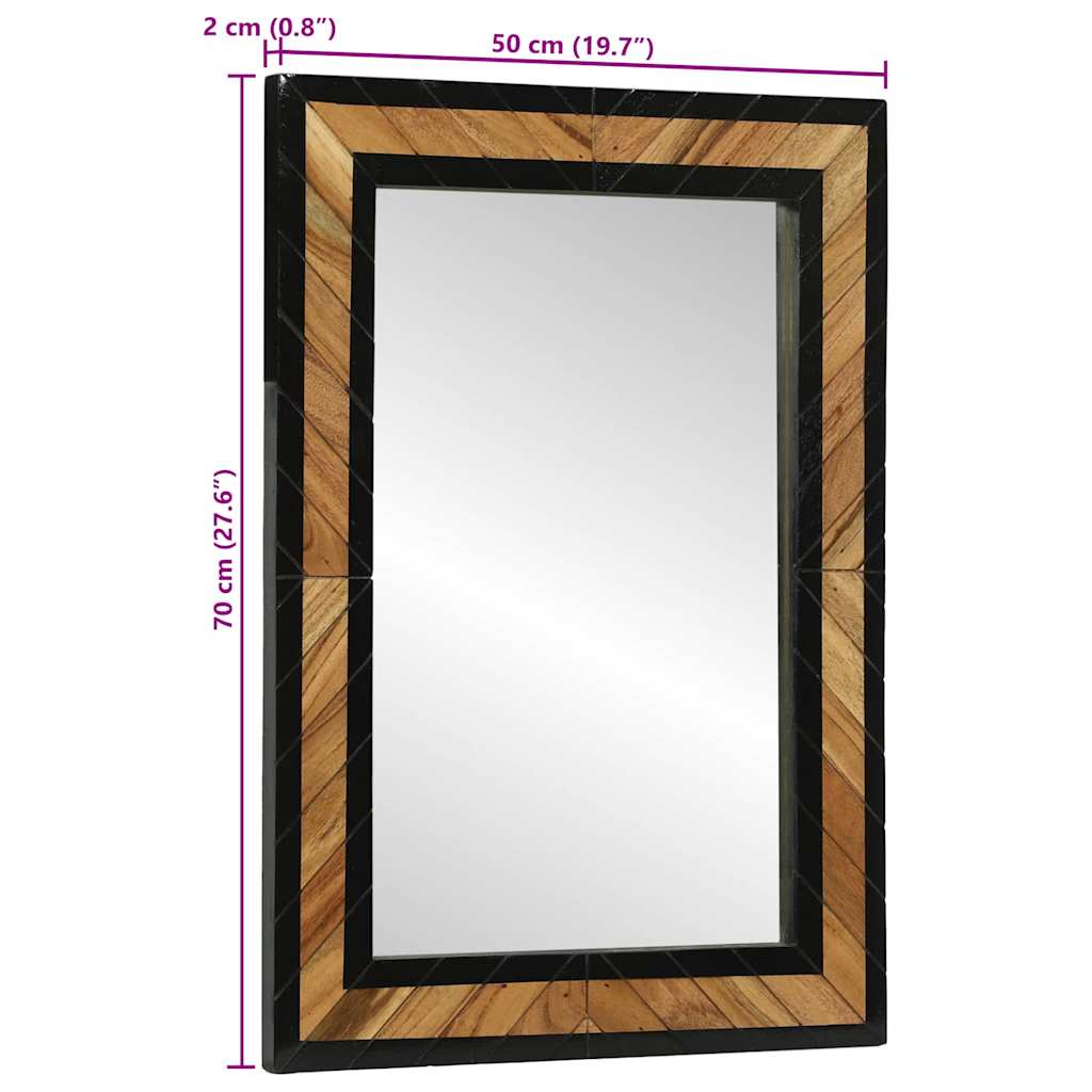 Specchio da parete Rettangolare Nero e Marrone 70 x 2 x 70 cm