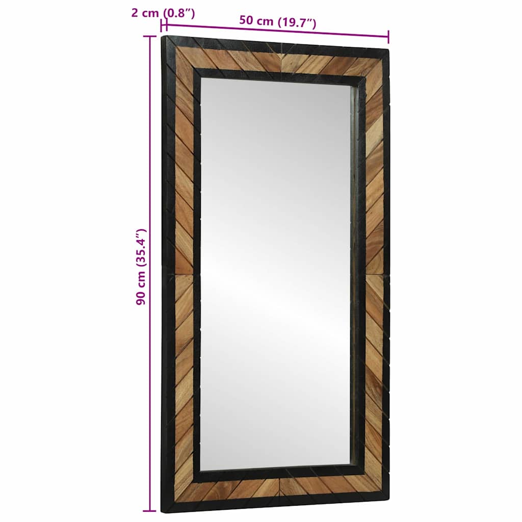 Specchio da parete Rettangolare Nero e Marrone 50 x 2 x 90 cm