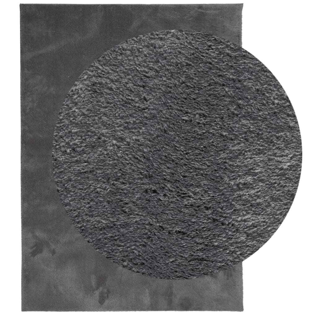 Tappeto Pelo Corto HUARTE Morbido Lavabile Antracite 160x230 cm