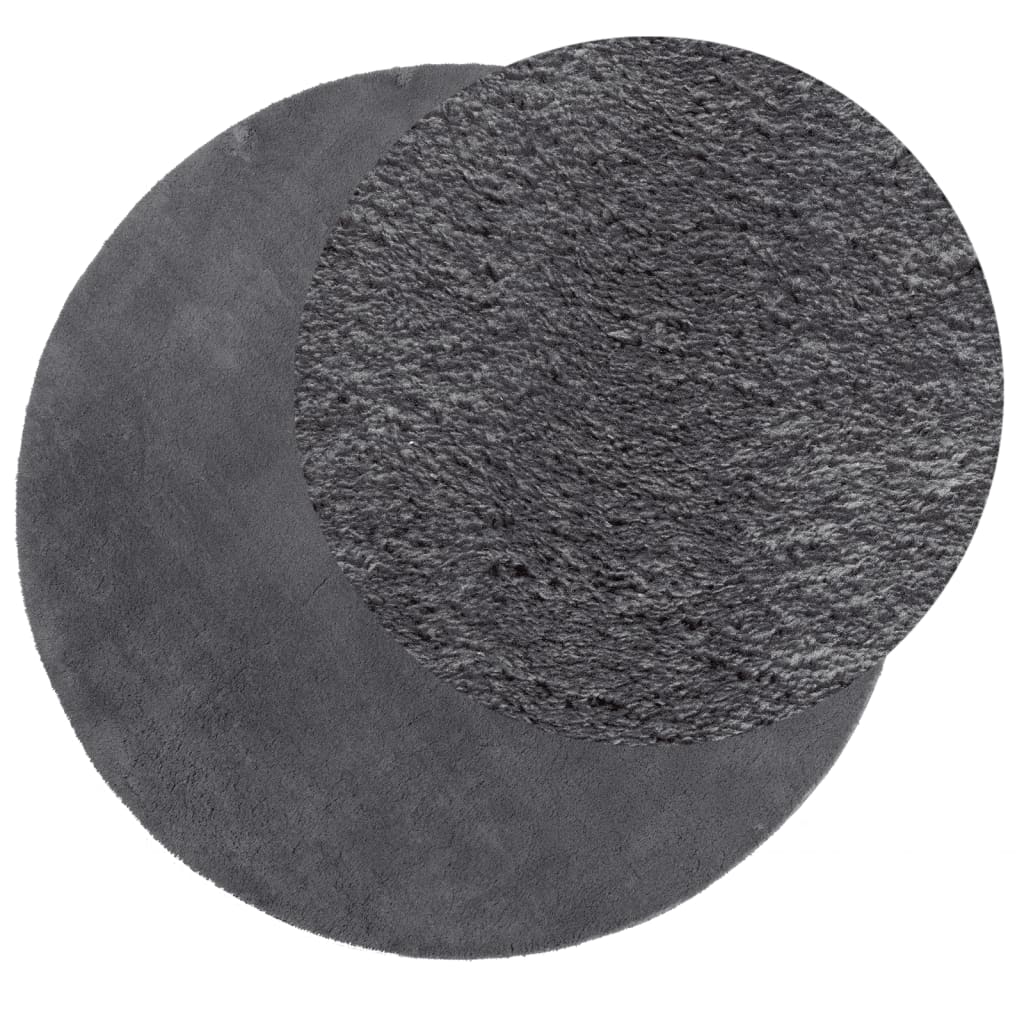 Tappeto a Pelo Corto HUARTE Morbido e Lavabile Antracite Ø120cm
