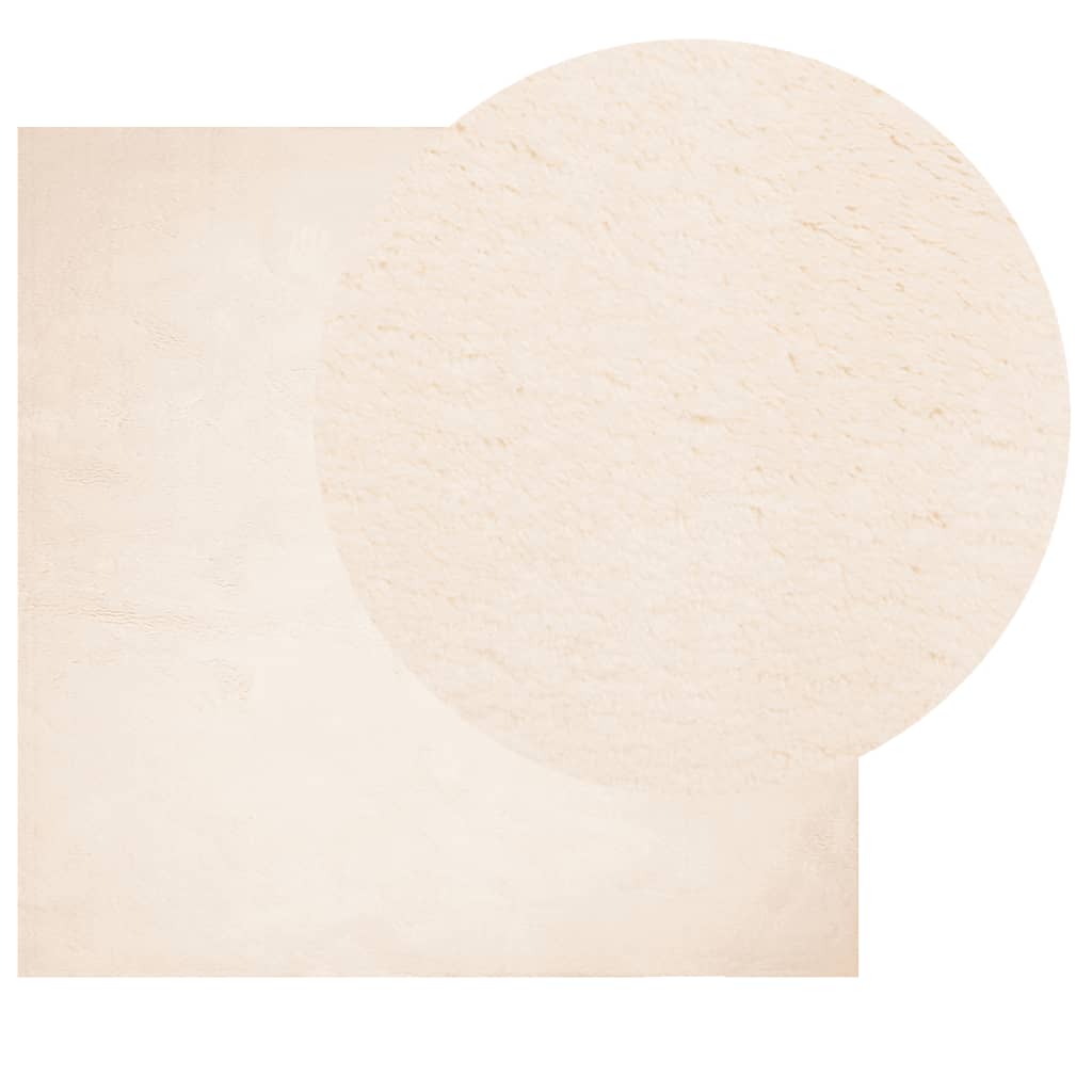 Tappeto a Pelo Corto HUARTE Morbido e Lavabile Beige 160x160 cm