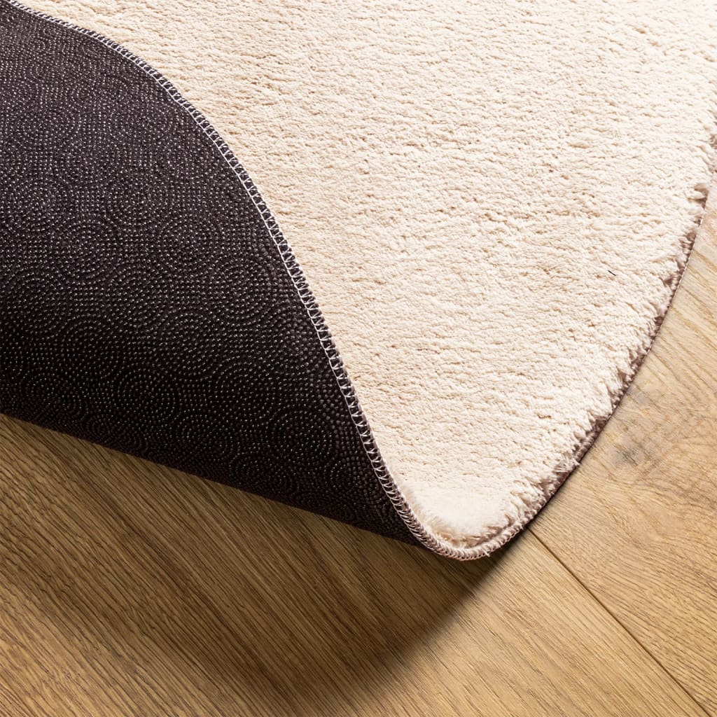 Tappeto a Pelo Corto HUARTE Morbido e Lavabile Beige Ø 120 cm