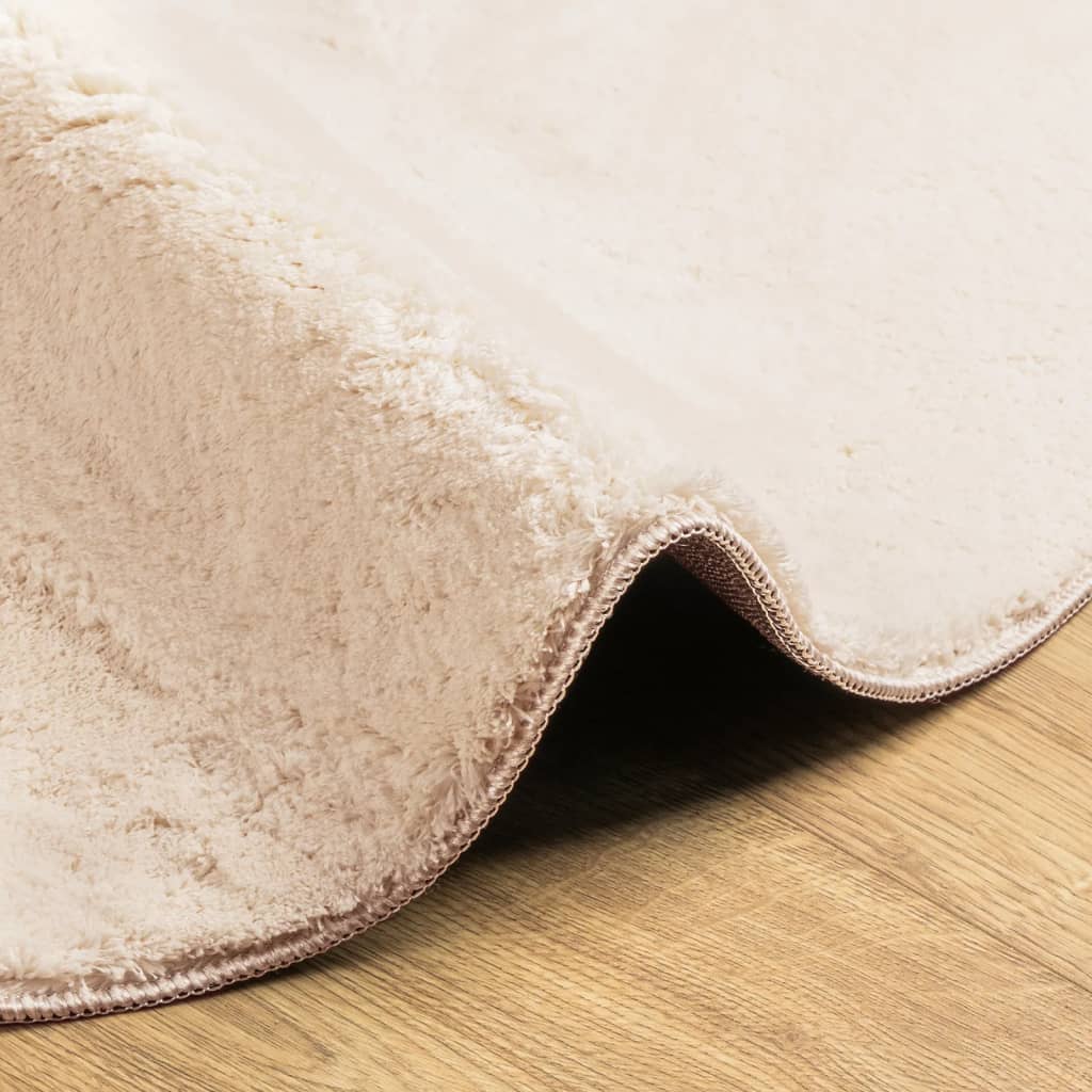 Tappeto a Pelo Corto HUARTE Morbido e Lavabile Beige Ø 200 cm