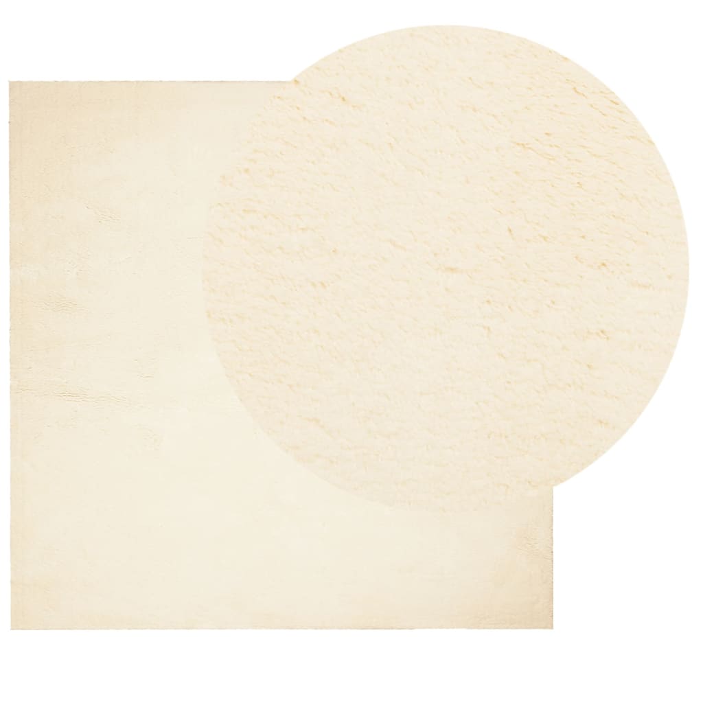 Tappeto a Pelo Corto HUARTE Morbido e Lavabile Crema 120x120 cm