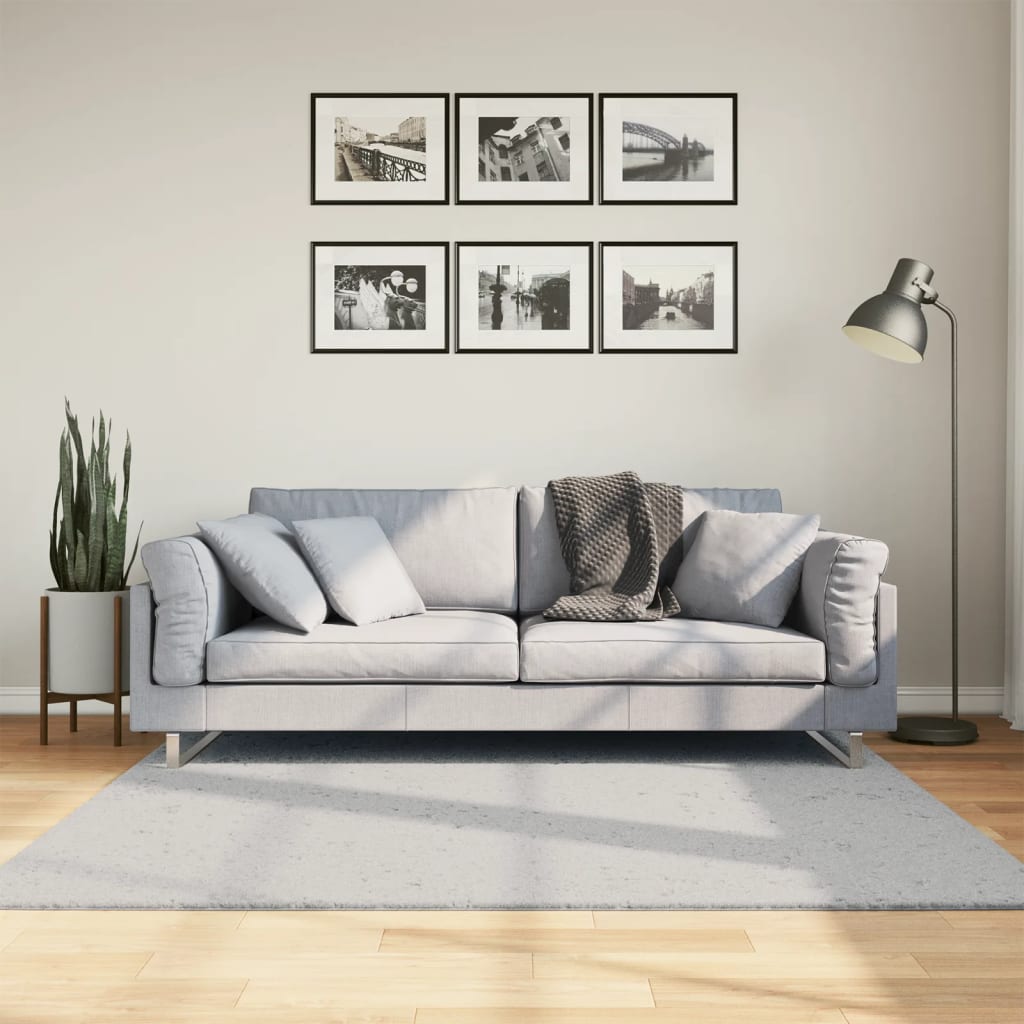 Tappeto a Pelo Corto HUARTE Morbido e Lavabile Grigio 160x160cm