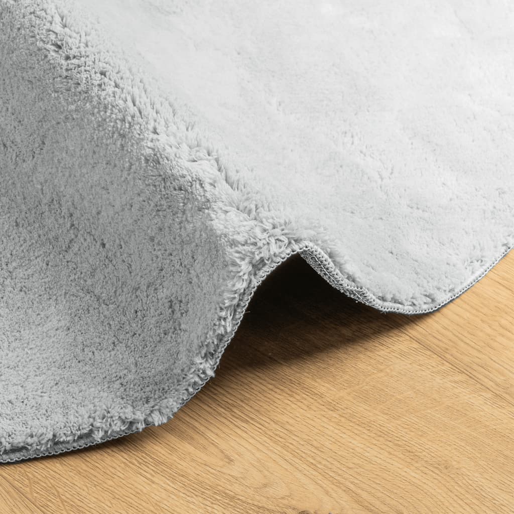 Tappeto a Pelo Corto HUARTE Morbido e Lavabile Grigio Ø 120 cm