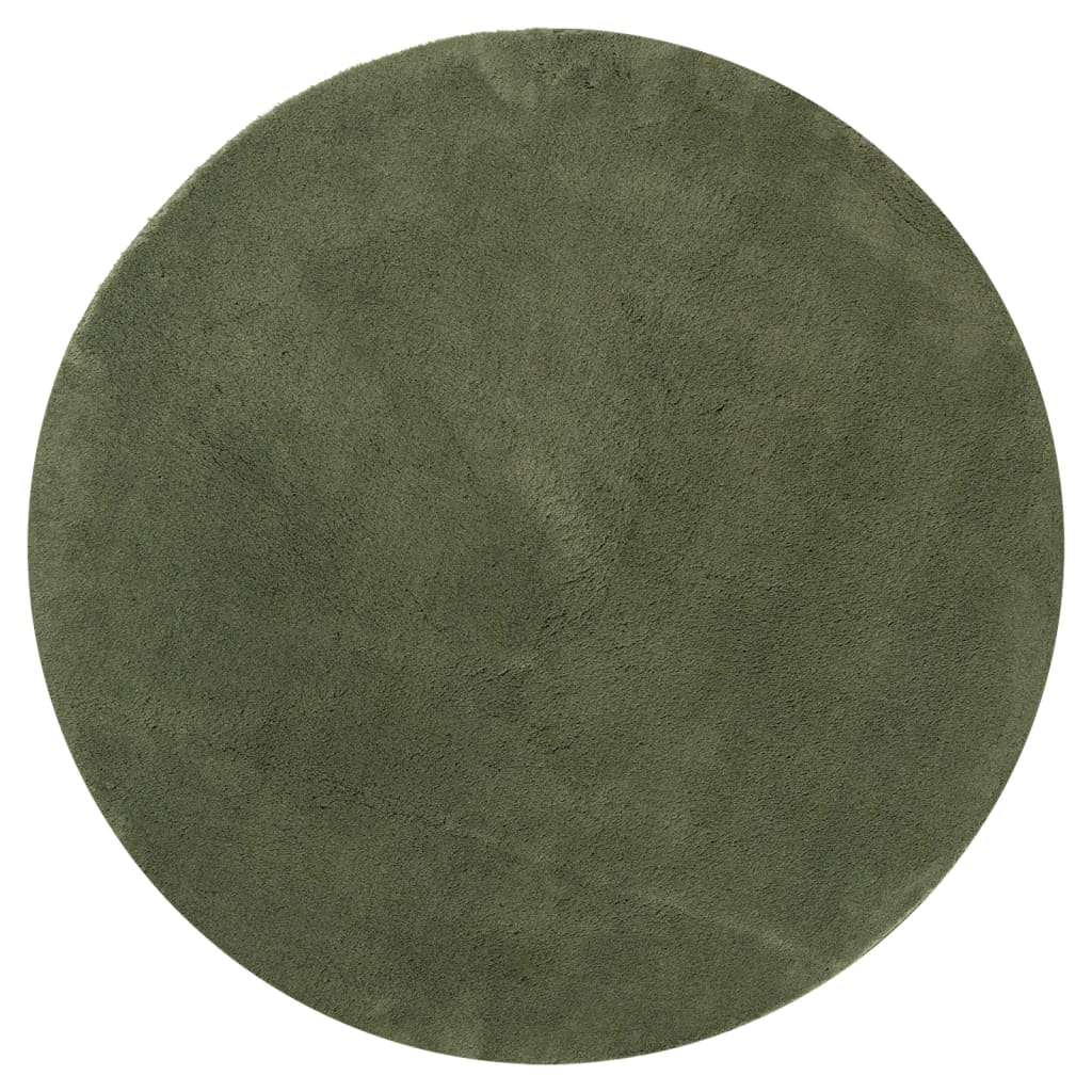 Tappeto Pelo Corto HUARTE Morbido Lavabile Verde Bosco Ø 160 cm