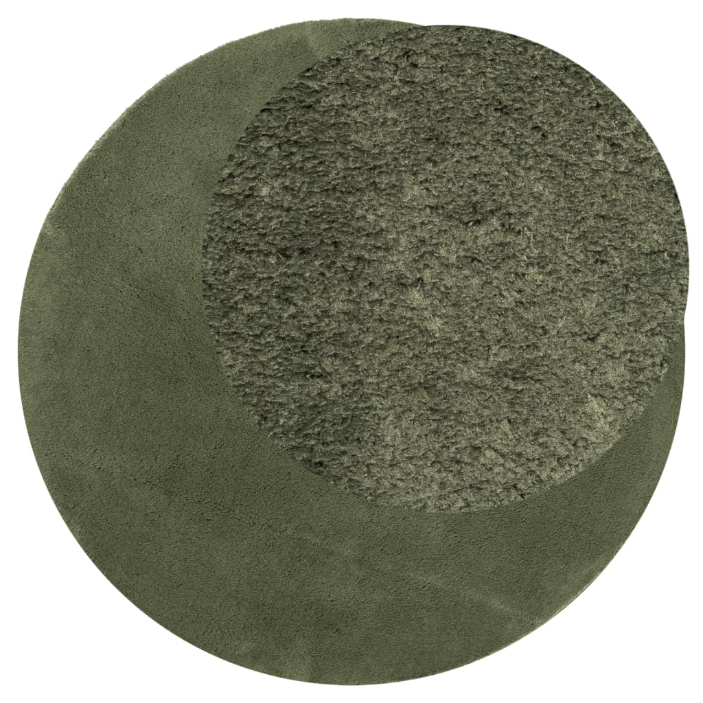 Tappeto Pelo Corto HUARTE Morbido Lavabile Verde Bosco Ø 160 cm