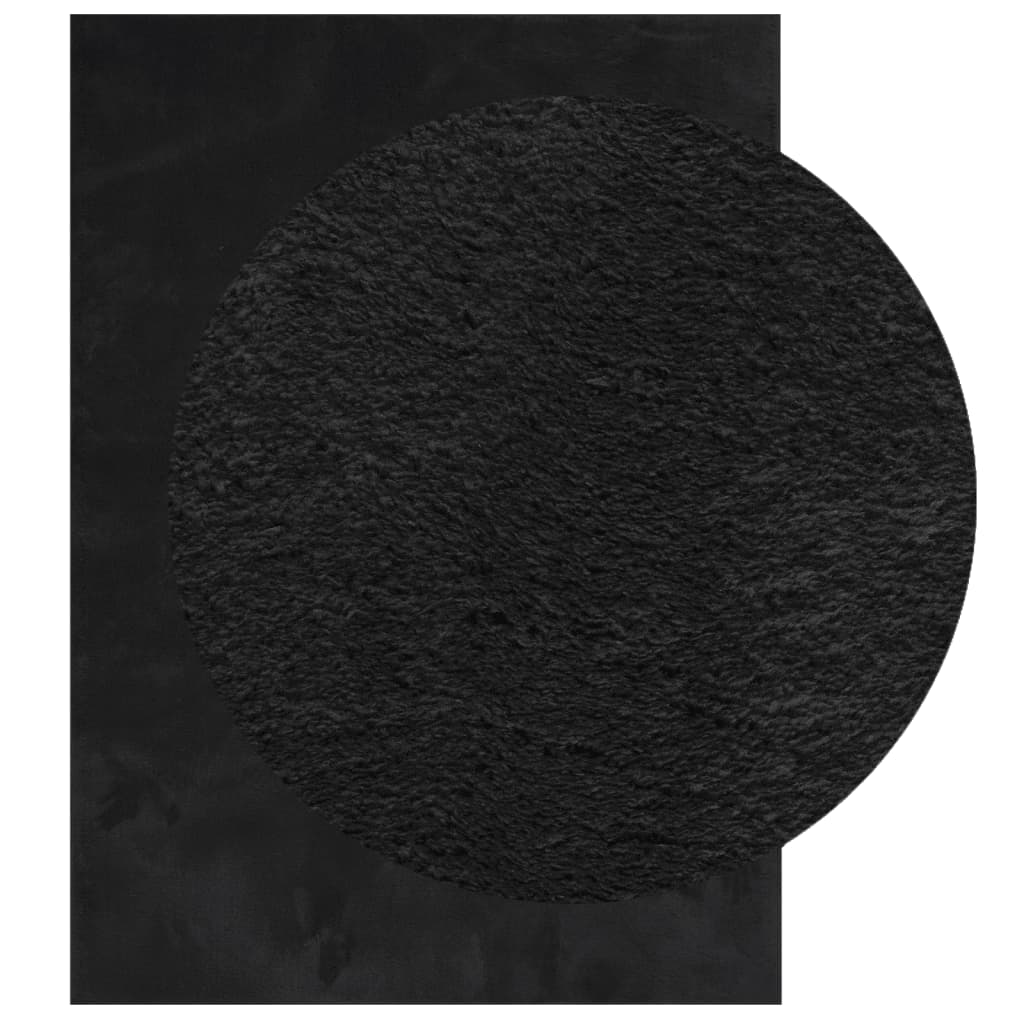 Tappeto a Pelo Corto HUARTE Morbido e Lavabile Nero 200x280cm