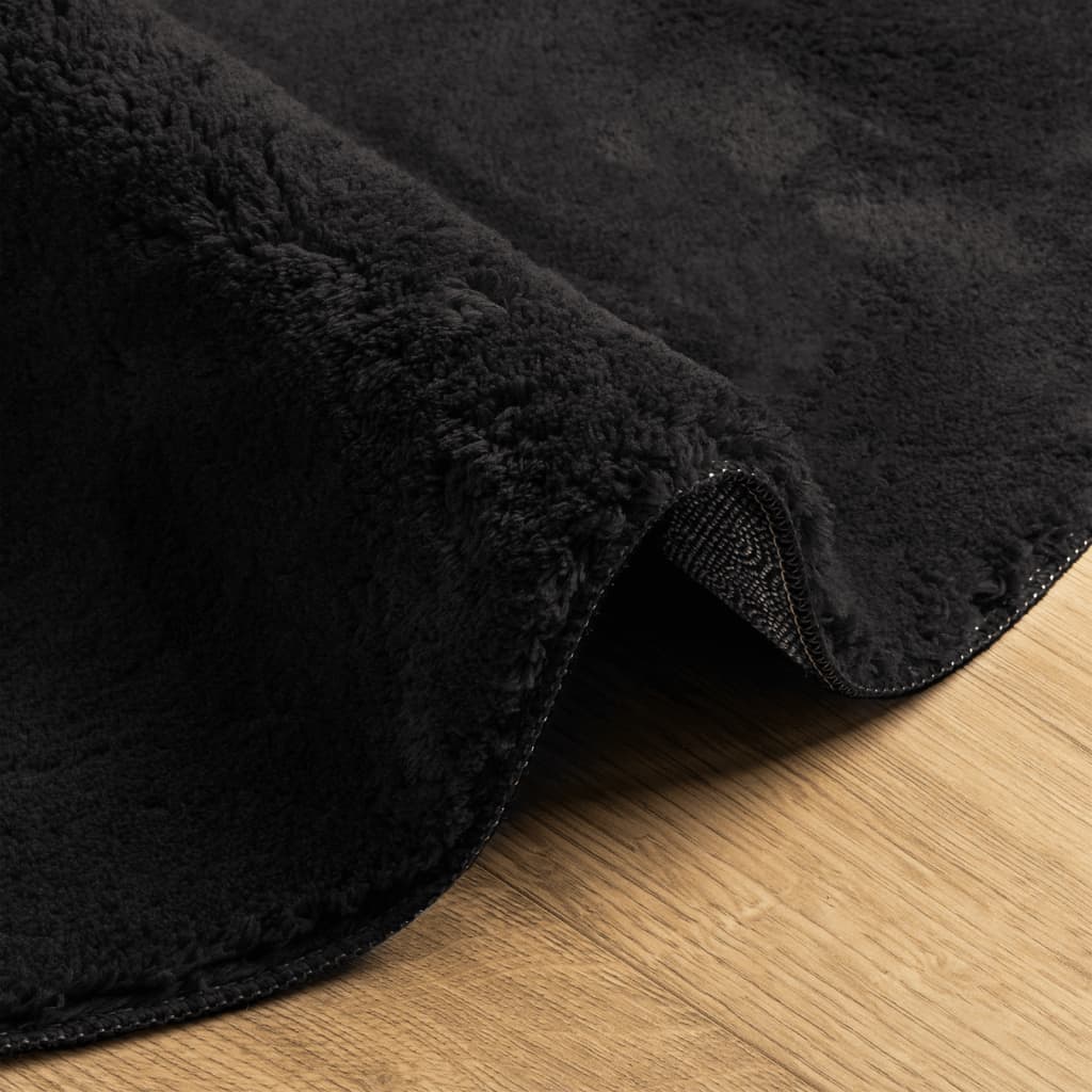 Tappeto a Pelo Corto HUARTE Morbido e Lavabile Nero Ø 160 cm