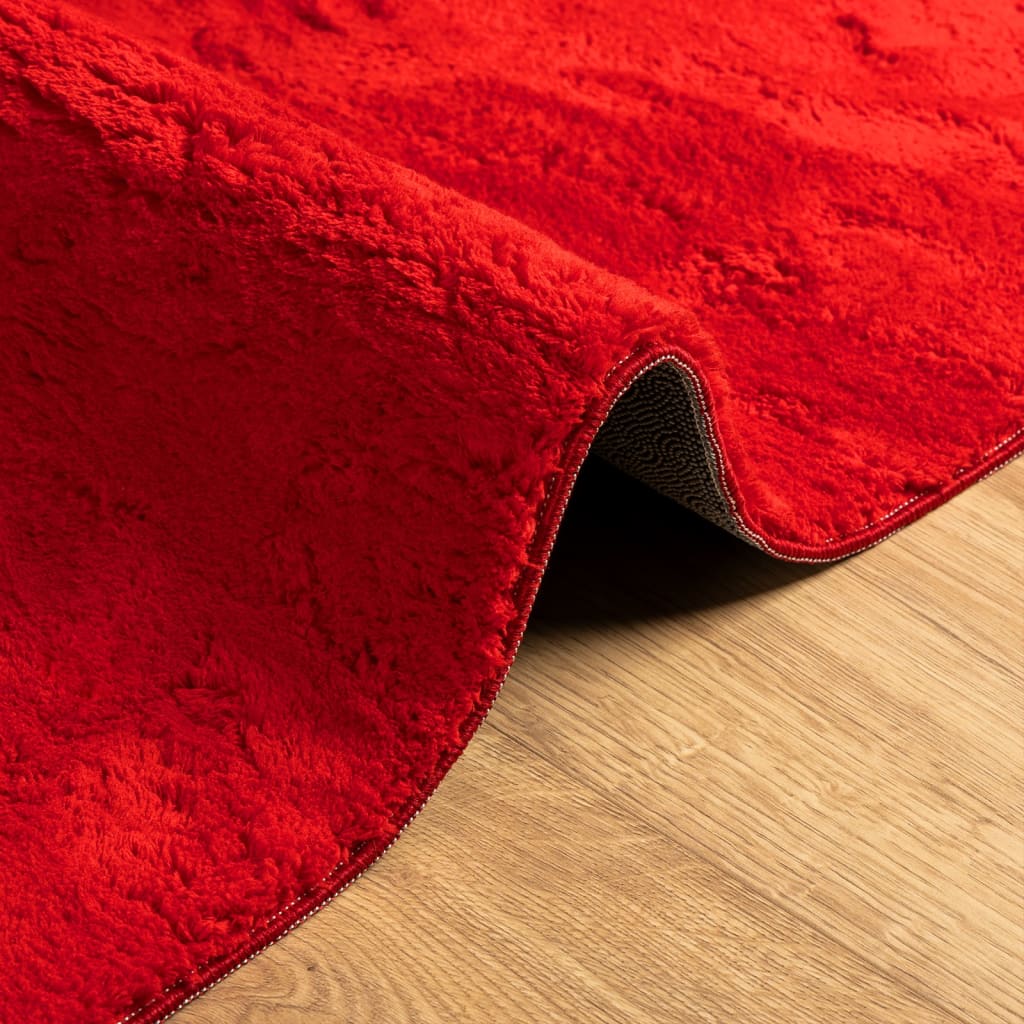 Tappeto a Pelo Corto HUARTE Morbido e Lavabile Rosso 120x170cm