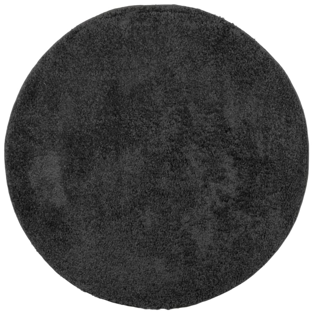 Tappeto Shaggy PAMPLONA a Pelo Lungo Moderno Nero Ø 80 cm