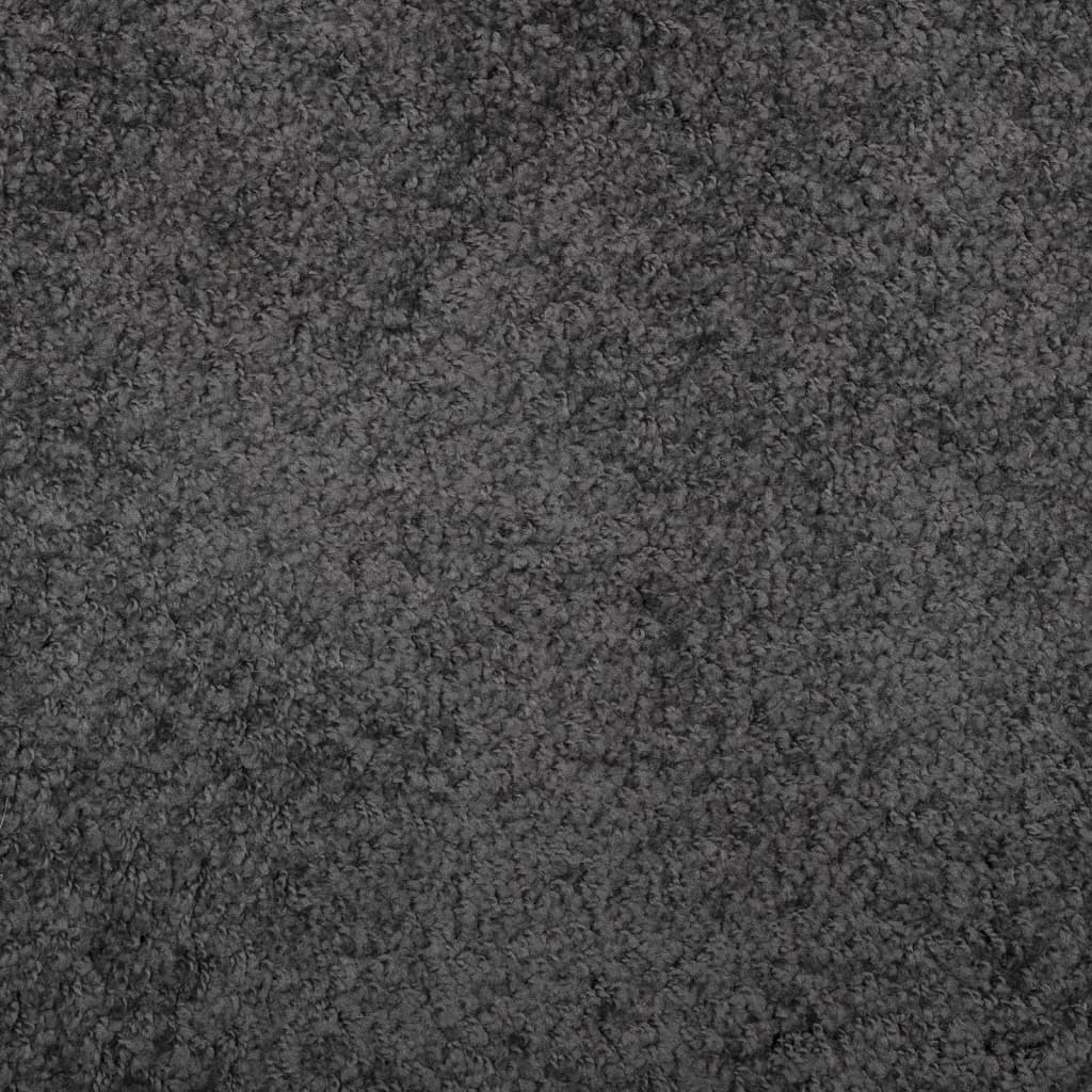 Tappeto Shaggy PAMPLONA a Pelo Lungo Moderno Nero Ø 80 cm