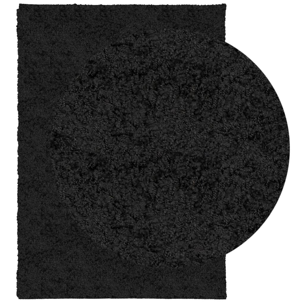 Tappeto Shaggy PAMPLONA a Pelo Lungo Moderno Nero 120x170 cm