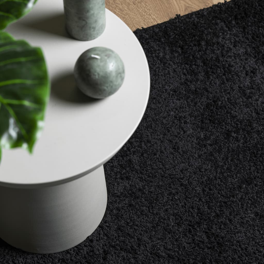 Tappeto Shaggy PAMPLONA a Pelo Lungo Moderno Nero 120x170 cm