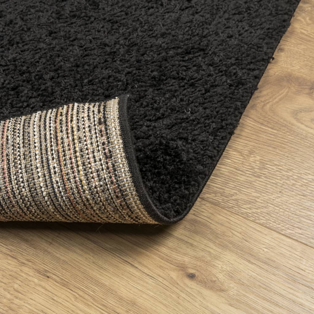 Tappeto Shaggy PAMPLONA a Pelo Lungo Moderno Nero 160x230 cm