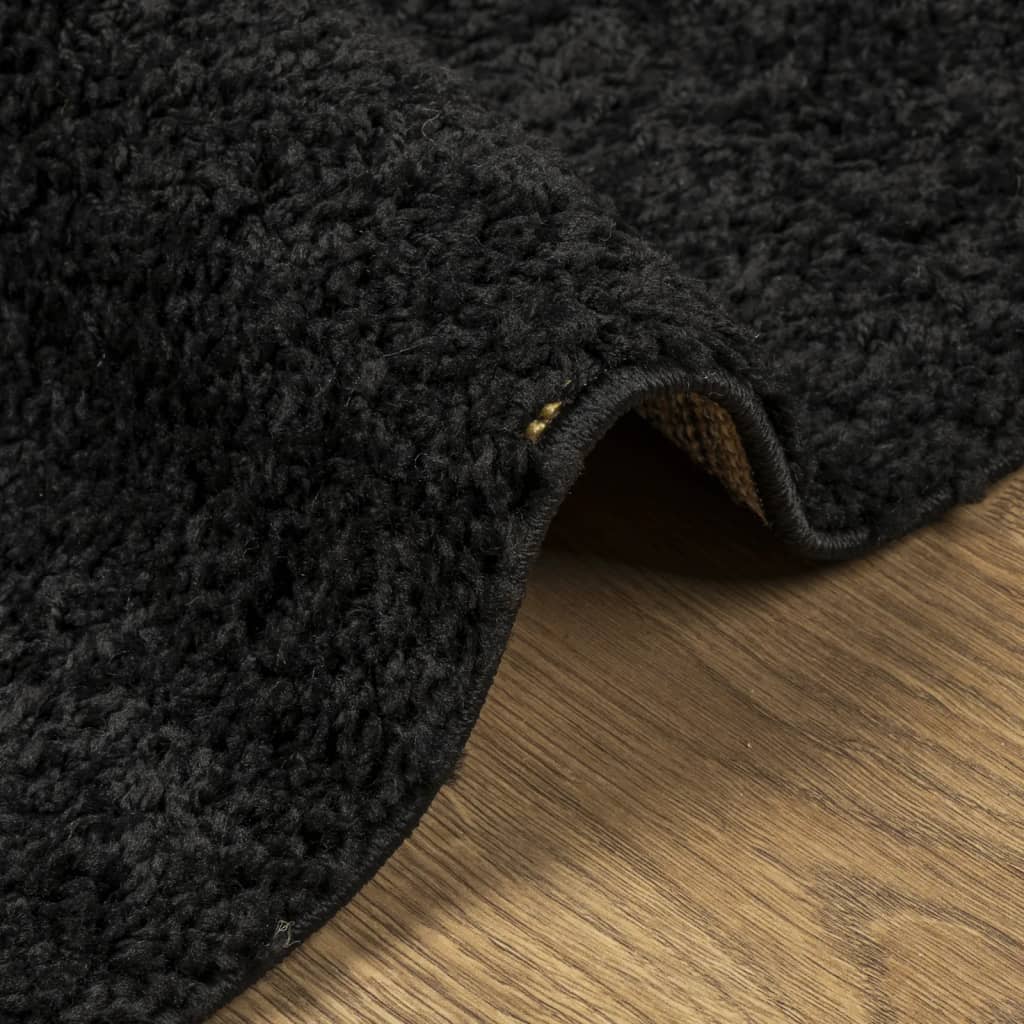 Tappeto Shaggy PAMPLONA a Pelo Lungo Moderno Nero 160x230 cm
